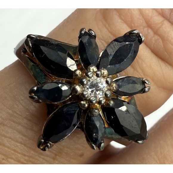 The Unbranded Brand Jewelry - Vintage NOS Starburst Sapphire Cubic Zirconia Sterling Silver Ring Size 7